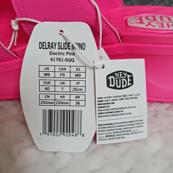 Hey Dude Delray Slide Mono Classic Women's Sandals Electric Pink Platform Sz 9 - Picture 10 of 12